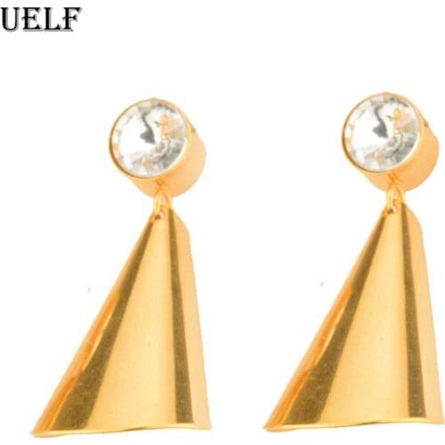 Uelf New fashion exaggerated Big Earrings for Women Geometric Earrings Golden women Jewelry Party Gift Wholesale