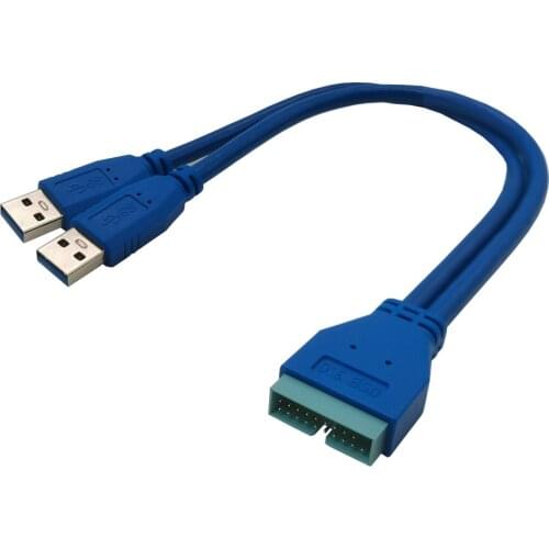 USB 3.0 Motherboard 20P Male to Double Port USB 3.0 Male Motherboard 20Pin extension Cable 0.3m