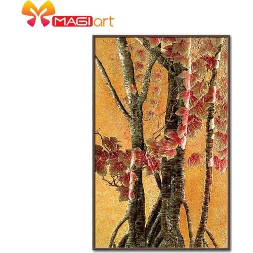 Cross stitch kits Embroidery needlework sets 11CT water soluble canvas patterns 14CT Mordern style grape tree-NCMF163