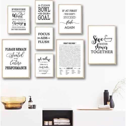 Funny Bathroom Signs Canvas Posters and Prints Bathroom Quotes Illustration Art Painting Picture Bathroom Toilet Wall Art Decor