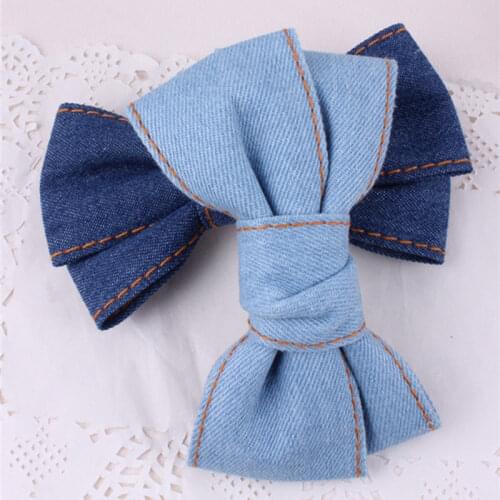 Fashion Denim Hair Bow Duckbill Clip Hair Clip Solid Color Barrette For Women Girls Crocodile clip College Wind Hair Accessories