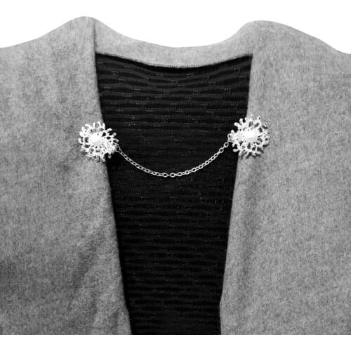 1Pcs Alloy Women Cardigan Sweater Blouse Shawl Buckle Collar Clips Brooches Shirt Collar Retro Clip Clasps Gift For Women