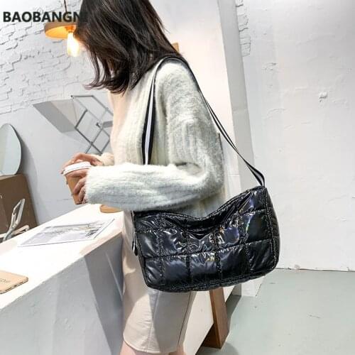 Luxury Space Cotton Shoulder Bags For Women Winter Crossbody Down Bag Designer Wide Shoulder Strap Messenger Bag Sac A Main