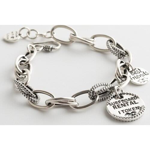 New day Korea s925 pure silver bracelet buckle contracted temperament womens silver ornaments rope personality retro bracelet