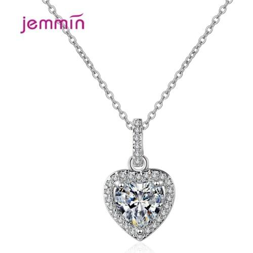 Good Quality Vintage Cubic Zircon Charm Choker 925 Sterling Silver Fashion Jewelry Heart Necklace & Pendant For Women Bijoux