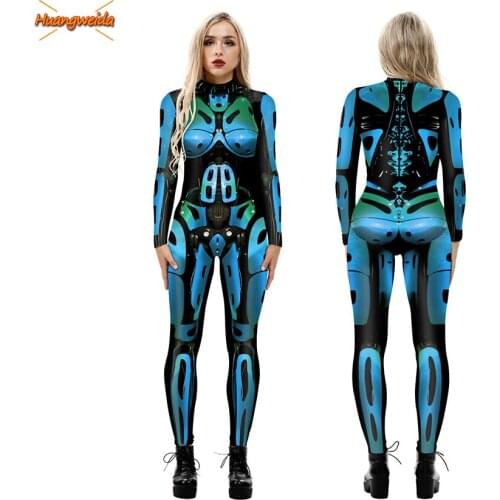 Robot Costume Women Bodysuit Party Halloween Costume for Women Tights Jumpsuits Sexy Lady Tight Robot Cosplay Costume Carnival