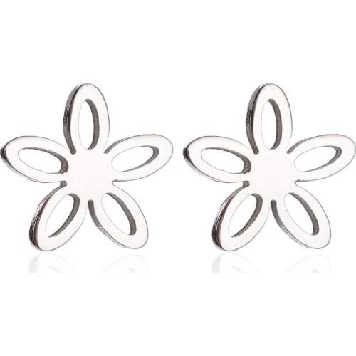 1 pair New Fashion Tiny Flower Earring Hollow Cherry Piercing Earrings Brincos Bff Gift 2021 Stainless Steel Minimalist Jewelry