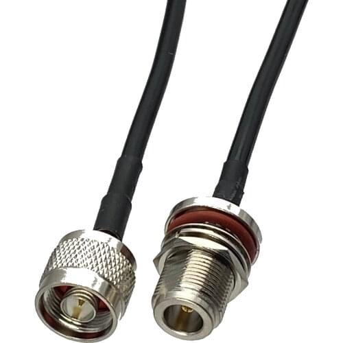 1pcs RG58 N Female Jack Bulkhead Nut to N Male Plug RF Coaxial Connector Pigtail Jumper Cable New 6inch~5M