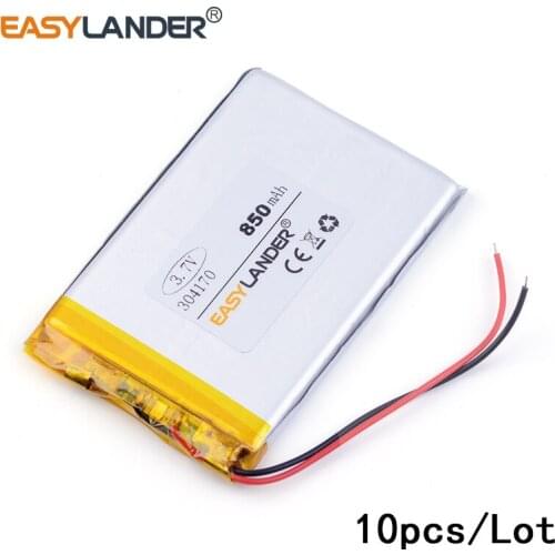 10pcs /Lot 3.7v lithium Li ion polymer rechargeable battery 304170 850mAh MP3.MP4.MP5 MP5 battery repair parts