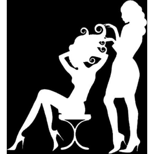 13.7CM*15.1CM Lovely Hair Dresser Beauty Salon Girls Vinyl Decoration Car Sticker