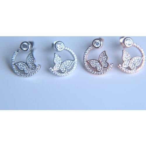 2017 fashion jewelry Top quality micro pave AAA cubic zirconia half cz geometric bling elegant women stud earring