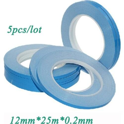 5pcs/lot 12mmx25mx0.2mm Transfer Tape Double Sided Thermal Conductive Adhesive Tape Chip PCB LED Heatsink Thermal Tape