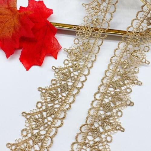 5Yards New Clothing Accessories Lace Gold Line Code Polyester Embroidery Lace Trims Handmade Doll Skirt Accessories Spot 3.7cm