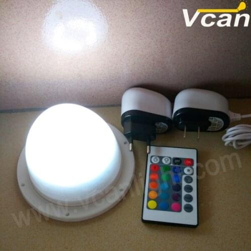 6PCS DHL Free Shipping Waterproof IP68 Lithium Battery Operated Wireless RGB Led lighting module