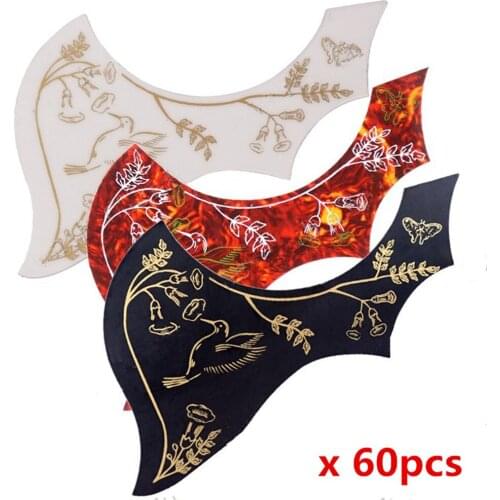 60Pcs Acoustic Guitar Pickguard Pick Guard Anti-scratch Plate with Hummingbird Flower Decorative Pattern guitar accessories