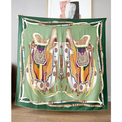 70% Cashmere 30% Silk Scarf Women Fashion Saddle Shawl Stole Hijab Hand Rolled Kerchief Winter Pashmina Bandana 135*135cm