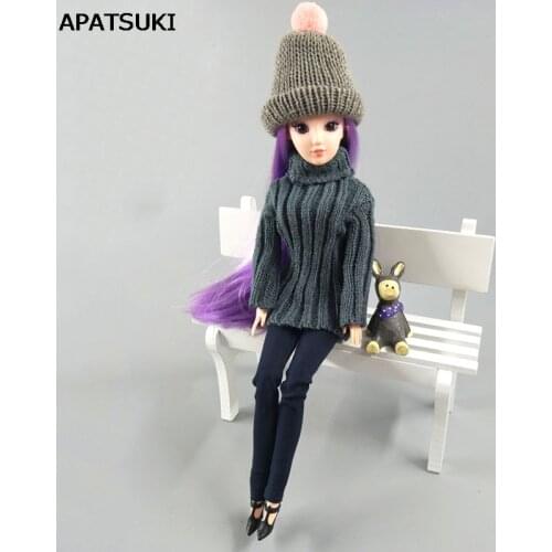 1/6 Doll Accessories Knitted Woven Handmade Tops Clothes Sweater For Barbie Doll Jeans Pants For 1:6 Doll Gifts Kids Toy