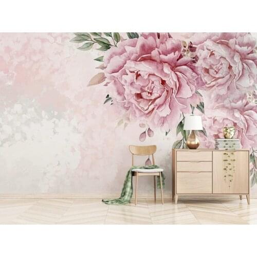 Watercolor Pink Flower Photo Wallpaper for Living Room Bedroom Hand Painting Floral Wall Murals Wall Paper 3d Luxury Home Decor