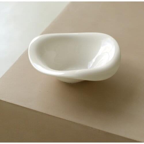 White Ceramic Wave Bowl Nordic Serving Plate Breakfast Food Dessert Fruit Salad Support Storage Home Cafe Kitchen Table Decor