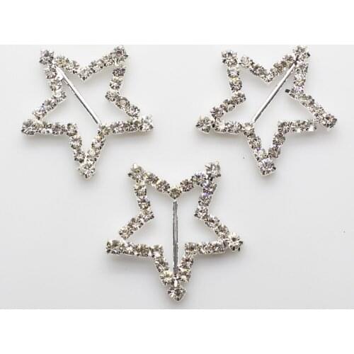 Free Shipping Wholesale 60pcs/lot 27mm Star Rhinestone Slider Rhinestone Buckle For Hair Flower Wedding Invitation WW001