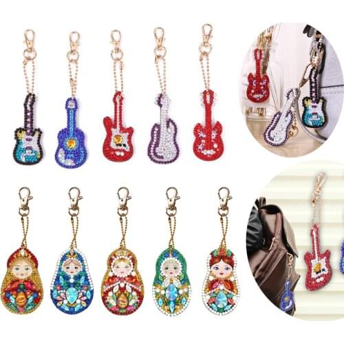 2-6pcs DIY Diamond Painting Keychain Special Shaped Diamond Painting Keys Keychains Cross Stitch Embroidery Women Bag Key Chain