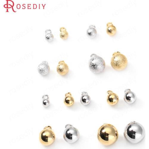 4/5/6/8/10MM 24K Gold Color Brass Glossy and Matte Ball Beads Charms End Beads High Quality Diy Jewelry Findings Accessories