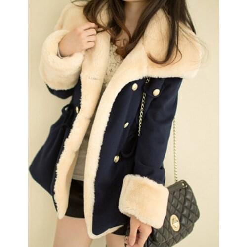 Fast Shipping 2018 Winter Warm Coats Women Wool Slim Double Breasted Wool Coat Winter Jacket Women Fur Women 'S Coat Jackets