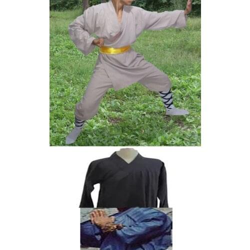 Black/yellow/blue linen/cotton Shaolin buddhism Monks suitS kung fu Wushu Uniform Martial arts Wing Chun clothing clothes