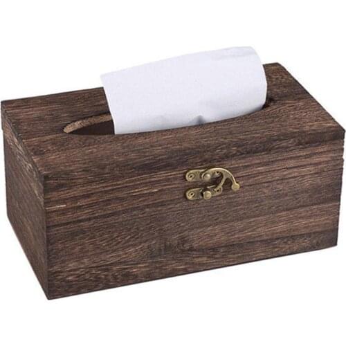 Wooden Tissue Box Paper Napkin Holder Dispenser Case Bathroom Office Desk Decor