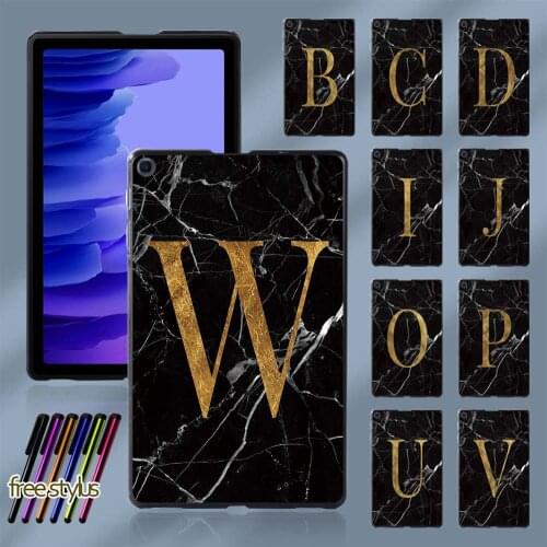 For Samsung Galaxy Tab A7 10.4 Inch T500/T505 Initial Name Pattern Casual Slim Tablet Back Cover Case + Free Stylus