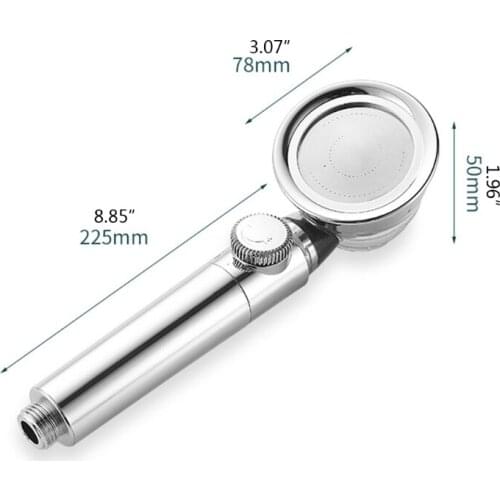 X7YF Bathroom Turbocharged Shower Head High Pressure Handheld Shower Household with On/Off Knob Universal 4-Point Port