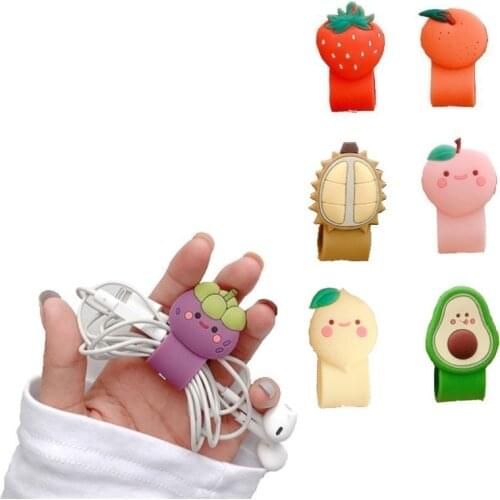 Fruit Cable Organizer Wire Winder Clip Earphone Holder Mouse Cord Protector Cable Management For iPhone Samsung USB Cable