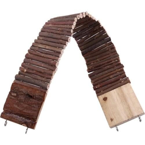 Flexible Funny Pet Mouse Hamster Rat Ladder Hanging Wood Bridge Pet Natural Wooden Toys 2 Sizes
