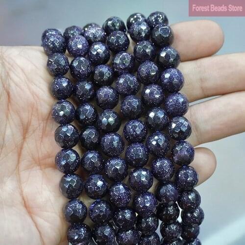 Football Shape Faceted Blue SandStone Loose Round Beads 15" Strand 4 6 8 10 12 14MM Pick Size for Jewelry Making Fctory Price