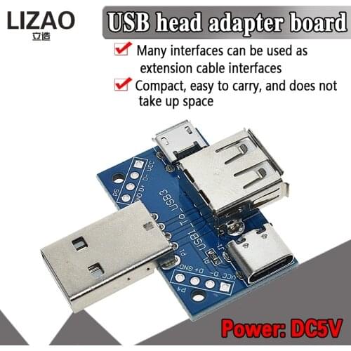 USB Head Switchboard Male USB Connector to Type-c Micro Female USB 2.54-4P transfer test board USB adapter plate XY-USB4