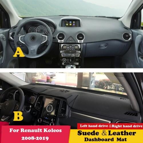 For Renault Koleos 1 Samsung QM5 2008~2020 QM6 MK2 2017 Leather Dashmat Dashboard Cover Pad Dash Mat Carpet Accessories Suede