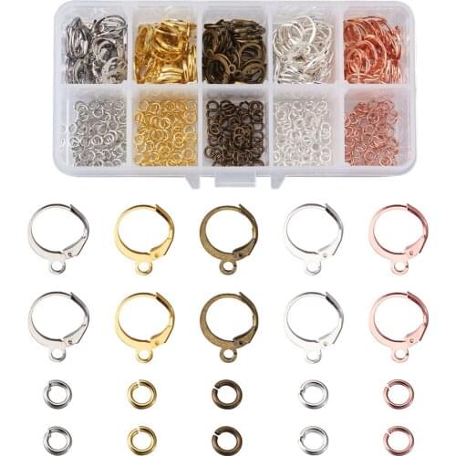 1Box Brass Huggie Hoop Earring Findings with Loop French Lever Back Ear Wire Settings Base Hoops Earrings For DIY Jewelry Making
