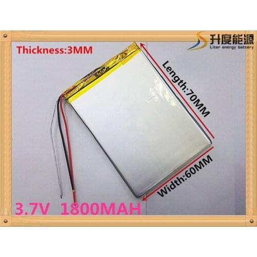 3.7V 1800mAh Lithium Polymer LiPo Rechargeable Battery cells power For PAD GPS Vedio Game E-Book Tablet PC Power Bank 306070