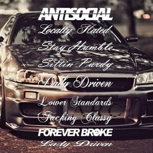 LuLuSticker #226 Japanese Car Front Windshield Street Racing Words Fashion MOTO Modification Reflective Stickers and Decals