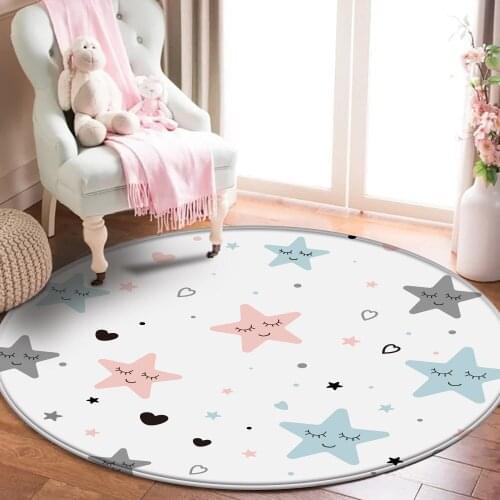 TapisHot Sales Rug Childrens Flannel Carpet Rug Animal Puzzle Game Star Learn For Baby Play Round Carpet in the childrens room
