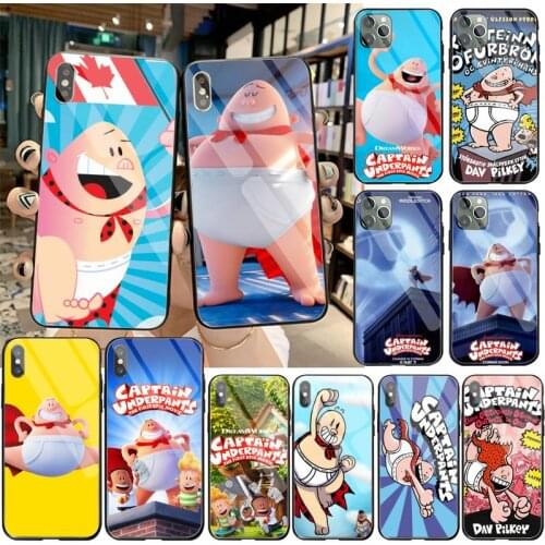 Captain Underpants cartoon Soft Silicone TPU Phone Cover Tempered Glass For iPhone 11 Pro XR XS MAX 8 X 7 6S 6 Plus SE 2020 case