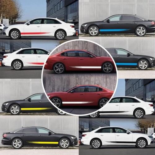 2PCS Car Door Side Skirt Stripes Stickers For Volkswagen VW TRANSPORTER T5 T6 Racing Auto Body Decor Graphical Vinyl Accessories