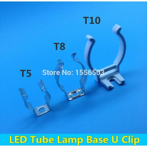 20 PCS Tube Lamp T5 T8 T10 Wall Clip For LED Fluorescent Light Base U Clips Connector Socket Bracket Fitting Holder