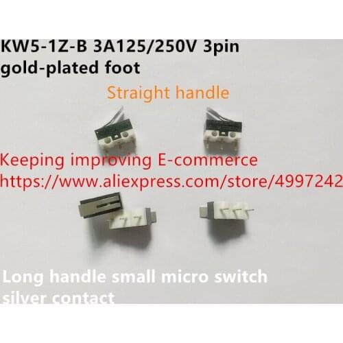 Original new 100% KW5-1Z-B 3A125/250V 3pin gold-plated foot long handle small micro switch silver contact