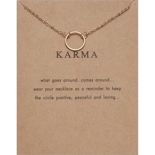 Simple Round Circle Pendant Necklace for Women Korea Fashion Necklaces with Karma Card Gold Silver Color Plated Jewelry Gifts
