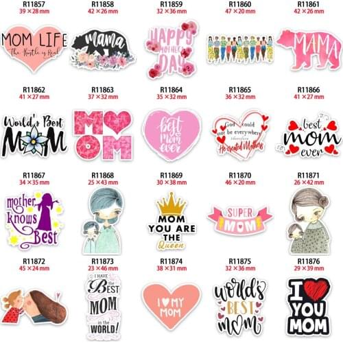 Mothers Day Resin Planar Mum Charms Magic Pink Love Cabochon Printed for DIY Party Holiday Earring Decorations Accessories