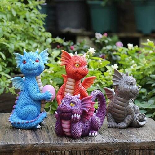 Resin dragon simulation sculpture art statue garden decoration home decoration 15cm cartoon resin dinosaur sculpture art gift