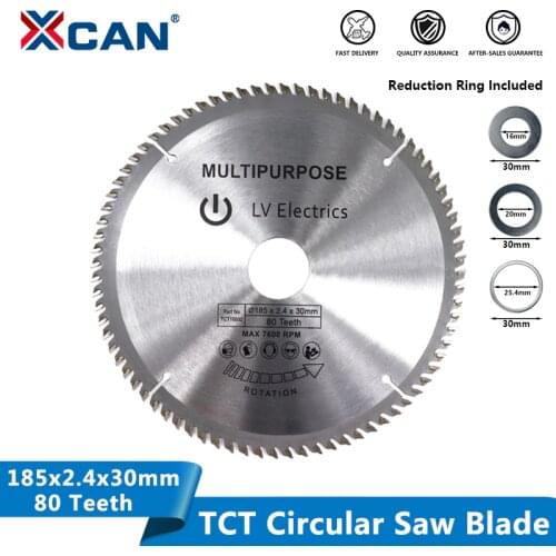 XCAN Wood Saw Blade 1pc 185mm 80Teeth TCT Circular Blade Wood Cutting Disc Carbide Tipped Saw Blade