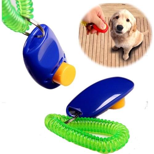 Portable Pet Training Clicker Dog Cat Bird Horse Click Obedience Trainer Aid with Wrist Strap