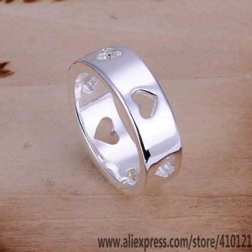 R110 Lucky Charm Silver Color Rings For Women Fashion Jewelry Wholesale Women Accessorie Fashion Hollow Multi Hearts Rings